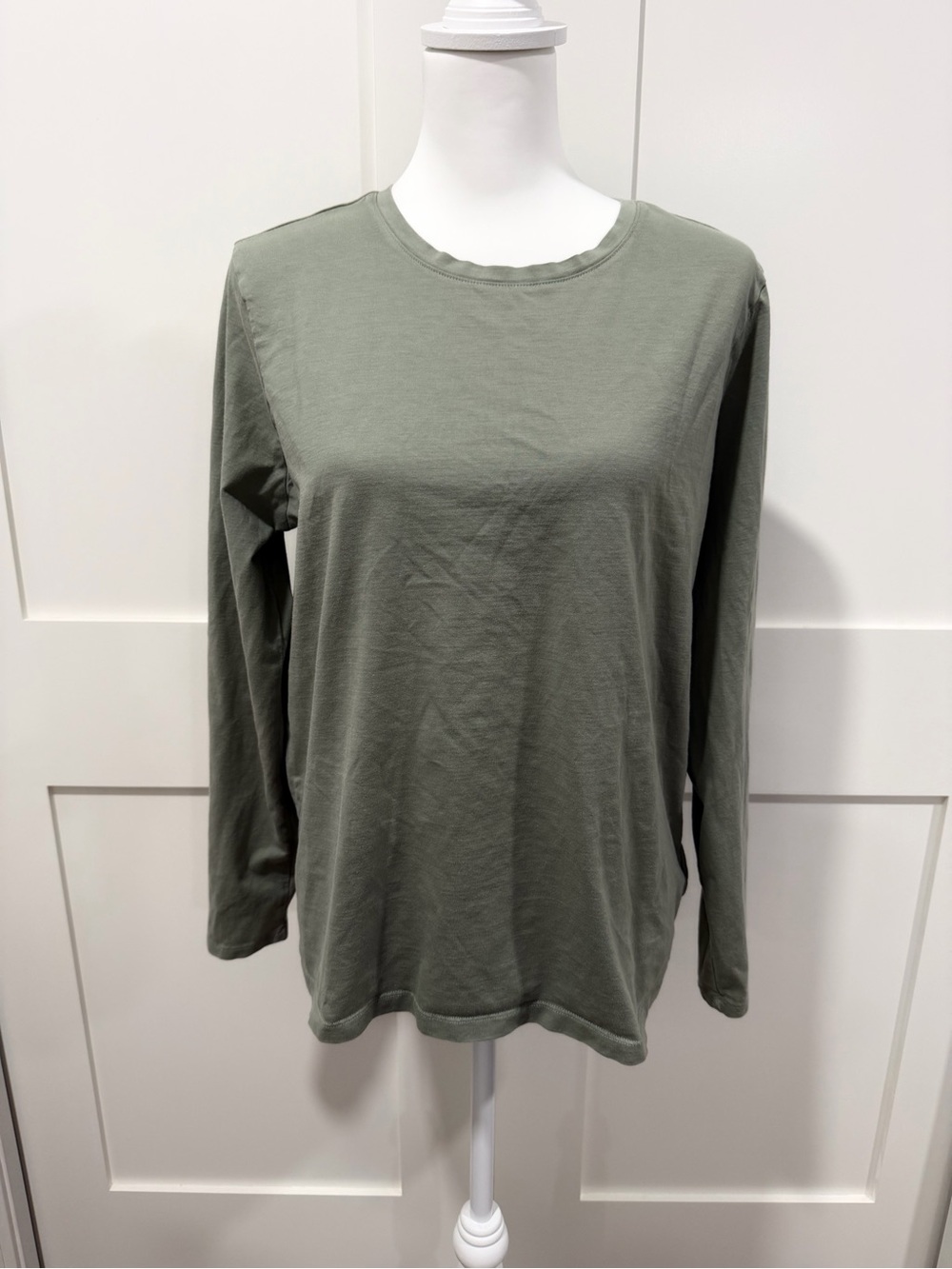 Lands' End Olive Green Long-Sleeve Crewneck Top